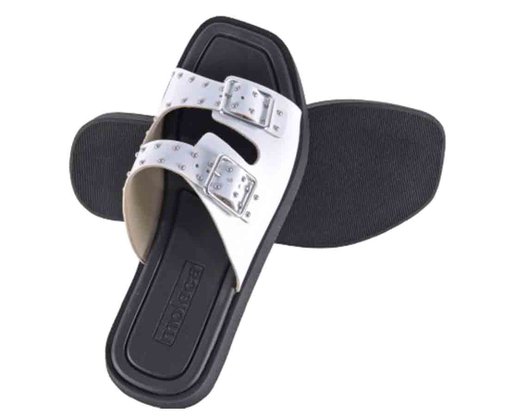 Chinelo Flatform Feminino Adulto Moleca 5506.101 Branco e Preto