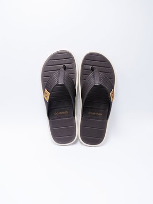 Chinelo Masculino Adulto Berlim Dedo 11600 Cartago Bege e Marrom
