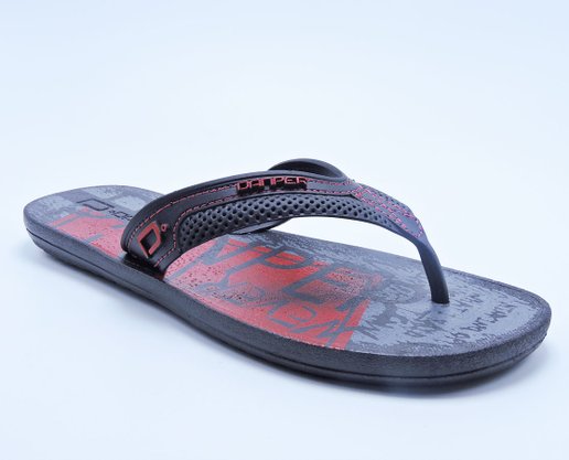 Chinelo Masculino Adulto Silk Correia D6007 Danper Preto e Vermelho