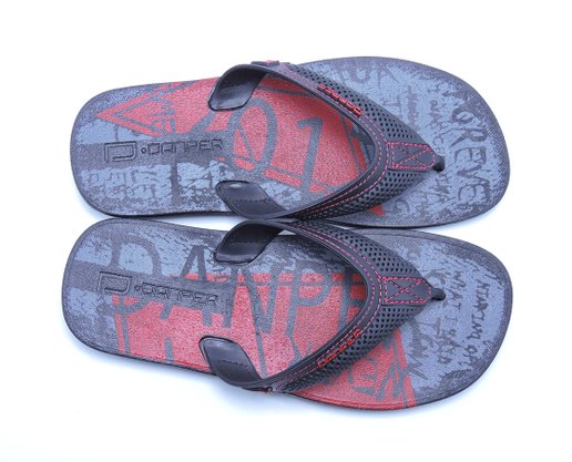 Chinelo Masculino Adulto Silk Correia D6007 Danper Preto e Vermelho