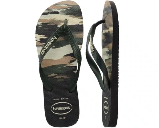 Chinelo Masculino Havaianas Top Camuflada Preto e Verde Olive