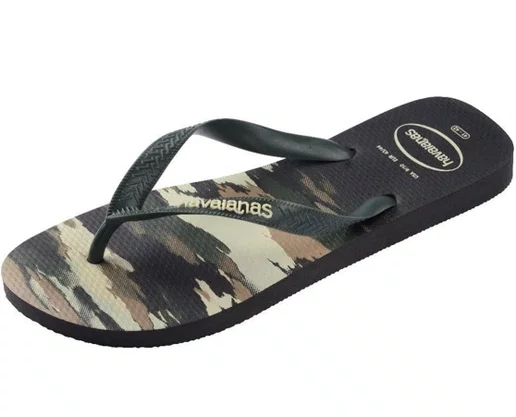 Chinelo Masculino Havaianas Top Camuflada Preto e Verde Olive