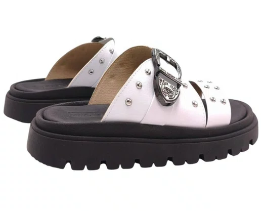 Chinelo Papete Feminino Napa 5504.103 Moleca Branco e Preto