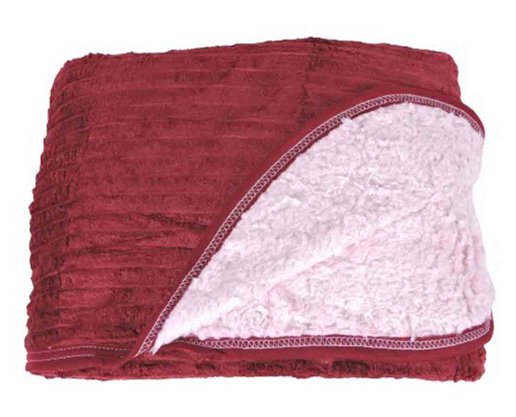 Cobertor Canelado Casal Liso Com Sherpa 1,80m X 2,20m Texfine Bordo