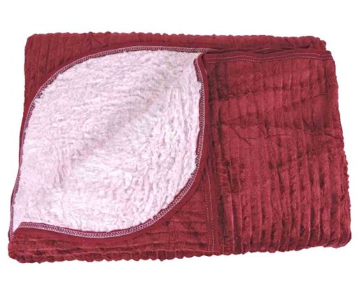 Cobertor Canelado Casal Liso Com Sherpa 1,80m X 2,20m Texfine Bordo