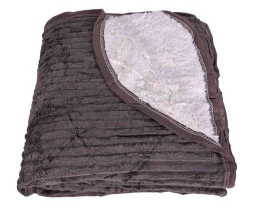 Cobertor Canelado Casal Liso Com Sherpa 1,80m X 2,20m Texfine Marrom