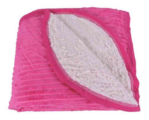 Cobertor Canelado Casal Liso Com Sherpa 1,80m X 2,20m Texfine Pink