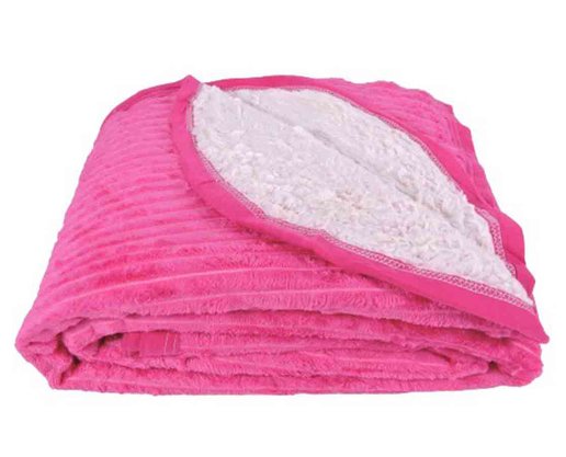 Cobertor Canelado Casal Liso Com Sherpa 1,80m X 2,20m Texfine Pink