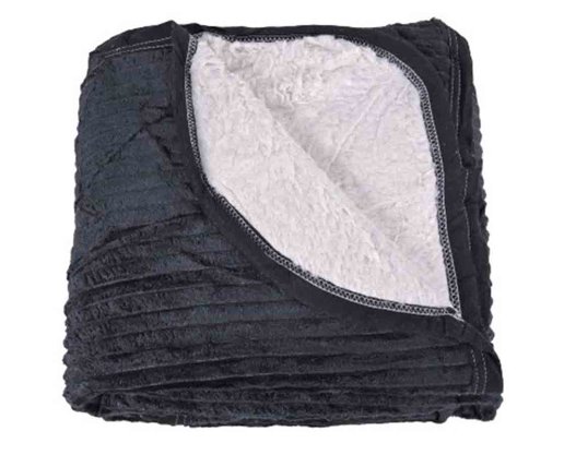 Cobertor Canelado Casal Liso Com Sherpa 1,80m X 2,20m Texfine Preto