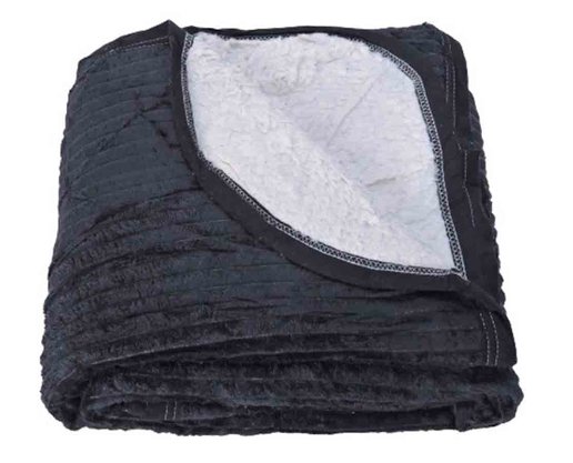 Cobertor Canelado Casal Liso Com Sherpa 1,80m X 2,20m Texfine Preto