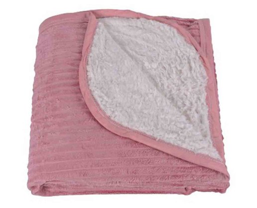 Cobertor Canelado Casal Liso Com Sherpa 1,80m X 2,20m Texfine Rosa