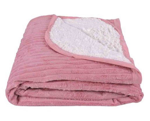 Cobertor Canelado Casal Liso Com Sherpa 1,80m X 2,20m Texfine Rosa