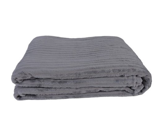 Cobertor De Casal Canelado 100% Poliéster 1,80m X 2,20m  Luster Corttex Cinza