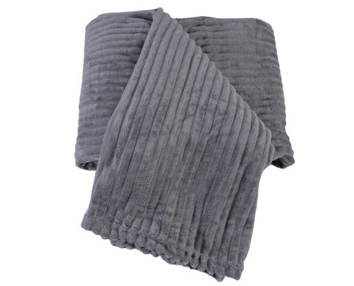 Cobertor De Casal Canelado 100% Poliéster 1,80m X 2,20m  Luster Corttex Cinza