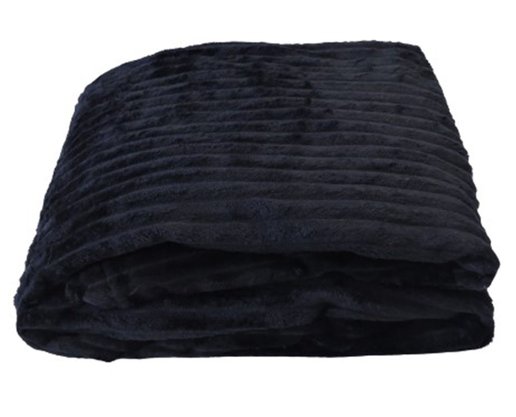 Cobertor De Casal Canelado 100% Poliéster 1,80m X 2,20m  Luster Corttex Preto
