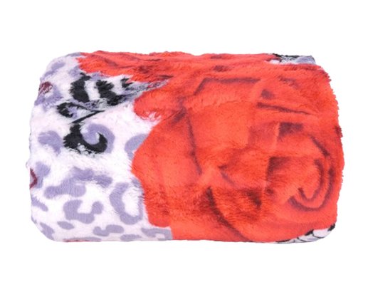 Cobertor Casal Estampado  1,90x2,20 DS Vermelho e Branco
