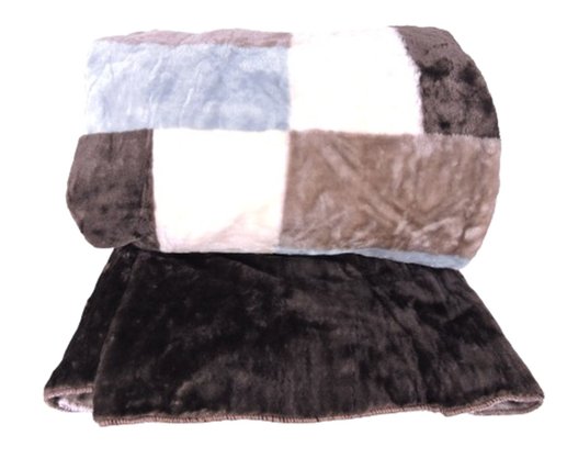Cobertor Casal Raschel 2,20m x 2,40m Texfine Cinza e Marrom