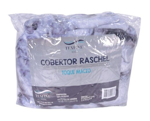 Cobertor Casal Raschel 2,20m x 2,40m Texfine Cinza e Preto
