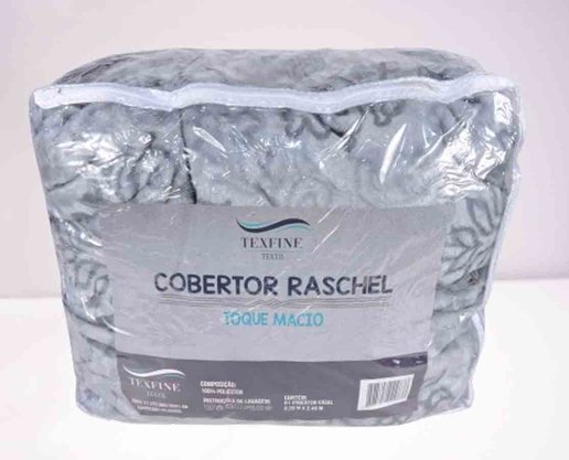 Cobertor Casal Raschel 2,20m x 2,40m Texfine Grafite e Cinza