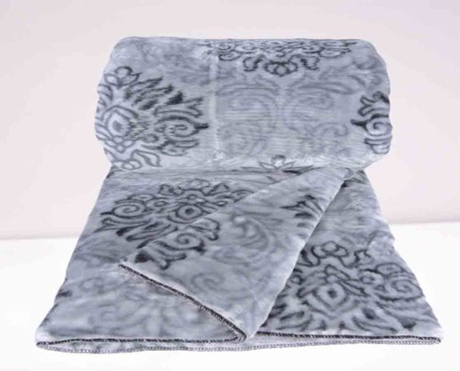 Cobertor Casal Raschel 2,20m x 2,40m Texfine Grafite e Cinza