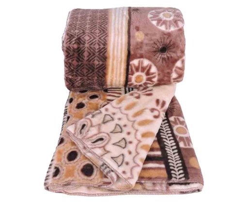 Cobertor Casal Raschel 2,20m x 2,40m Texfine Marrom e Creme
