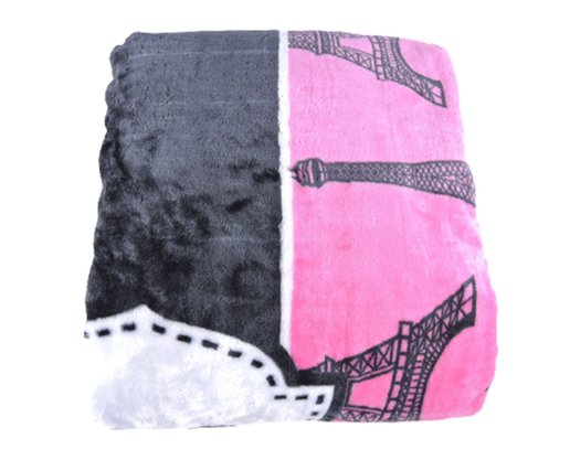 Cobertor Casal Raschel 2,20m x 2,40m Texfine Pink e Preto