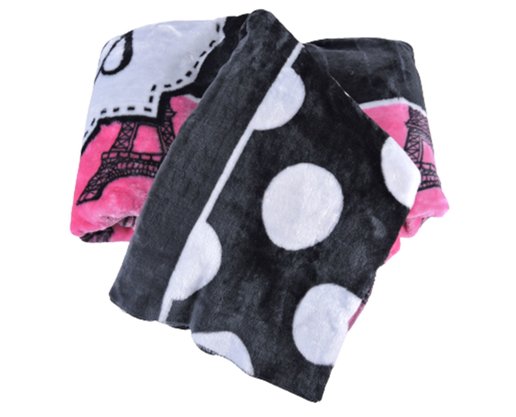 Cobertor Casal Raschel 2,20m x 2,40m Texfine Pink e Preto