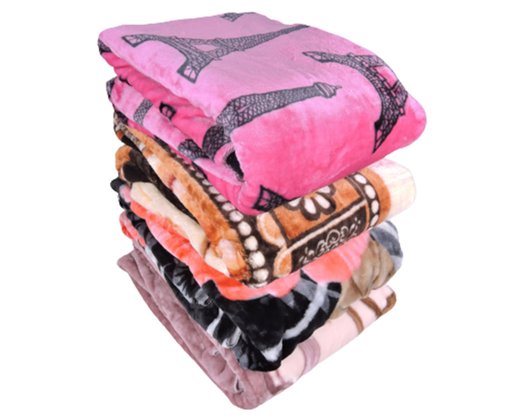 Cobertor Casal Raschel 2,20m x 2,40m Texfine Pink e Preto
