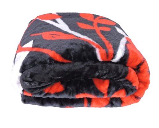 Cobertor Casal Raschel 2,20m x 2,40m Texfine Preto e Vermelho