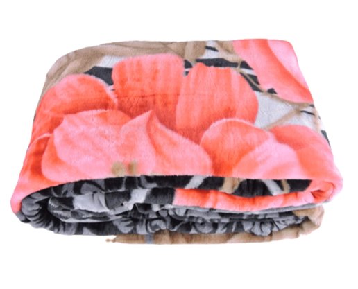 Cobertor Casal Raschel 2,20m x 2,40m Texfine Flores Vermelho e Preto