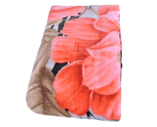 Cobertor Casal Raschel 2,20m x 2,40m Texfine Flores Vermelho e Preto