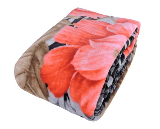 Cobertor Casal Raschel 2,20m x 2,40m Texfine Flores Vermelho e Preto