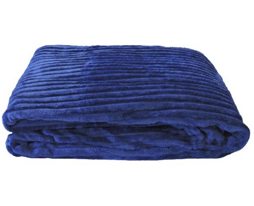 Cobertor De Casal Canelado 100% Poliéster 1,80m X 2,20m  Luster Corttex Azul