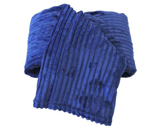 Cobertor De Casal Canelado 100% Poliéster 1,80m X 2,20m  Luster Corttex Azul