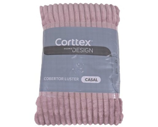 Cobertor De Casal Canelado 100% Poliéster 1,80m X 2,20m  Luster Corttex Rosé
