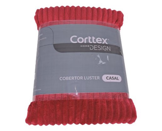 Cobertor De Casal Canelado 100% Poliéster 1,80m X 2,20m  Luster Corttex Vermelho