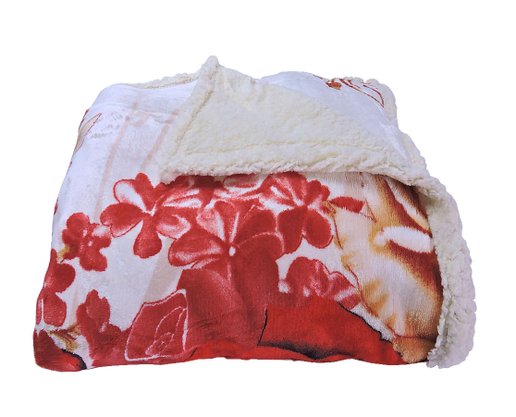 Cobertor De Sherpa Casal Floral 1,90x2,20 CFOP6102 Textfine Têxtil Vermelho