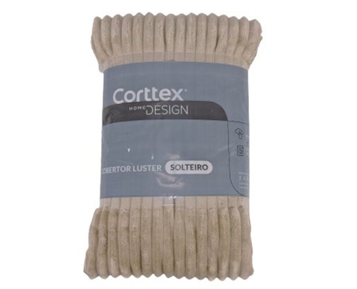 Cobertor De Solteiro Canelado 100% Poliéster 1,50m X 2,00m  Luster Corttex Bege