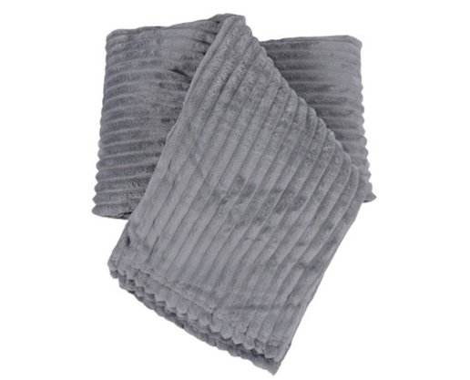 Cobertor De Solteiro Canelado 100% Poliéster 1,50m X 2,00m  Luster Corttex Cinza
