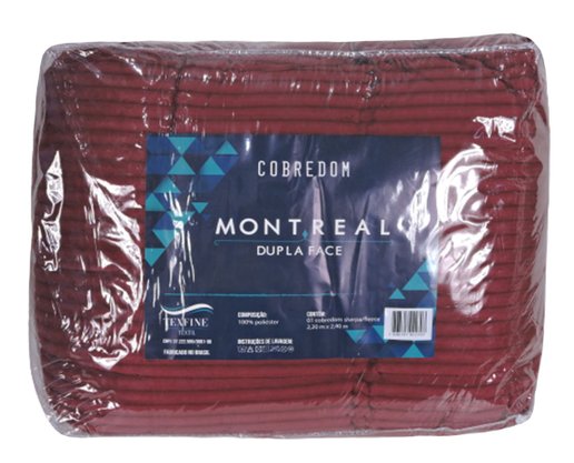 Cobredom Casal 220X240 Sherpa Dupla Face Canelado Texfine Bordo