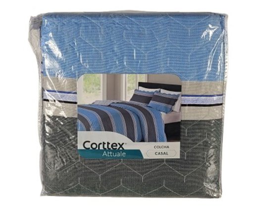 Colcha Boutis Casal 03 Peças 2,20X2,40 Attuale Corttex Azul