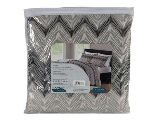 Colcha Boutis Casal 03 Peças 2,20X2,40 Attuale Corttex Bege e Marrom