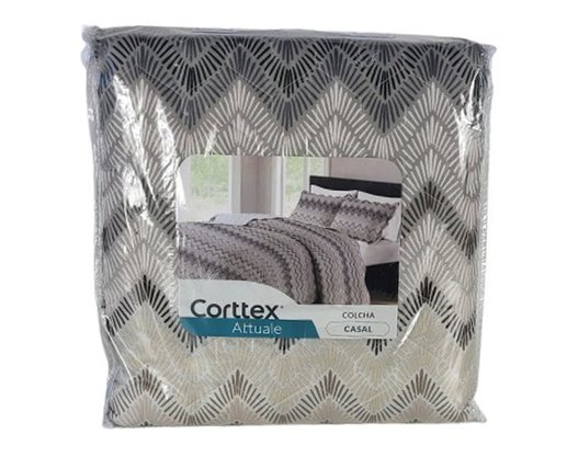 Colcha Casal 03 Peças 2,20X2,40 Attuale Corttex Bege e Marrom