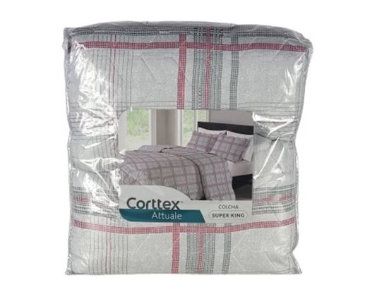 Colcha Casal 03 Peças 2,20X2,40 Attuale Corttex Cinza Claro