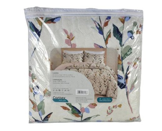 Colcha Boutis Casal  Dupla Face  03 Peças 2,20X2,40 Attuale Corttex  Off White