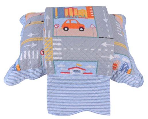 Cobre Leito Solteiro Infantil Em Matelassê Com 2 Peças Delicata Cinza Estampado