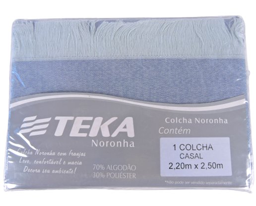 Colcha De Casal Com Franjas 2,20m X2,50 Liso Noronha Teka Azul