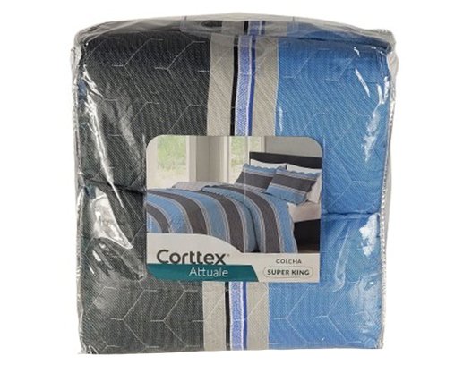 Colcha King 03 Peças 2,80X3,00 Attuale Corttex Azul