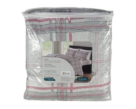 Colcha Boutis King 03 Peças 2,80X3,00 Attuale Corttex Cinza
