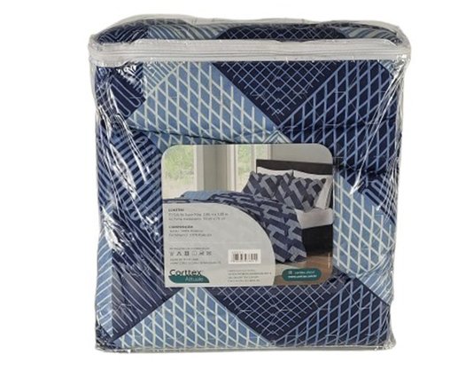 Colcha Boutis King 03 Peças 2,80X3,00 Attuale Corttex Marinho